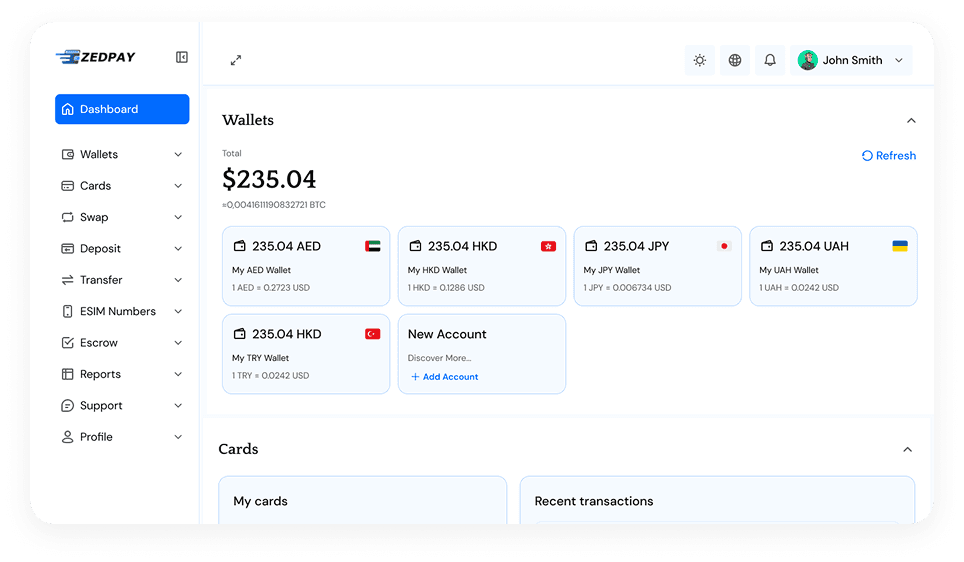 Desktop Dashboard UI demo: fintech