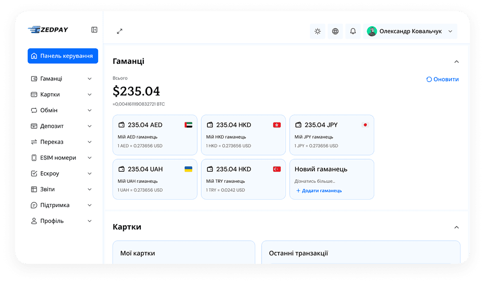 Desktop Dashboard UI demo: fintech