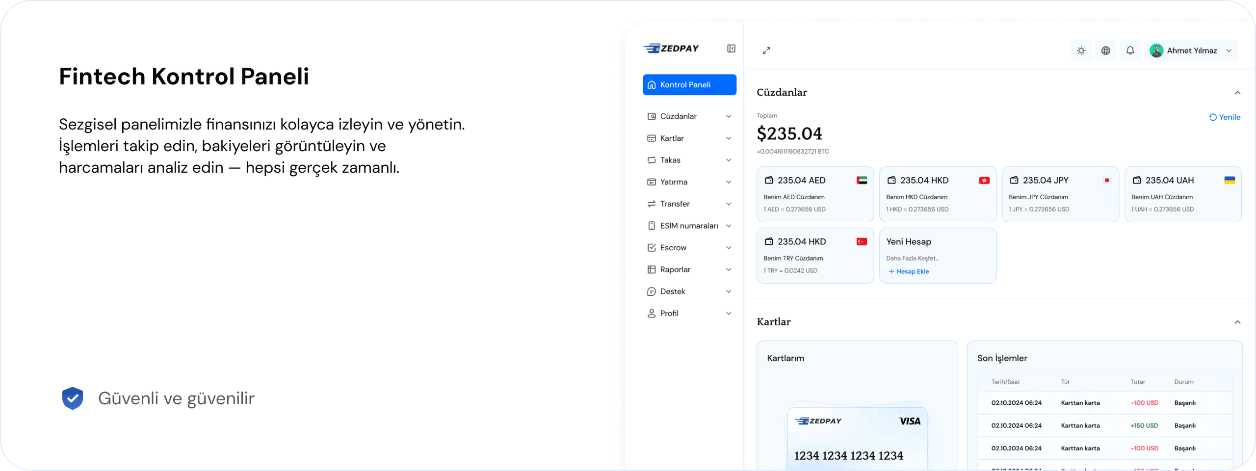 Desktop Dashboard UI demo: fintech