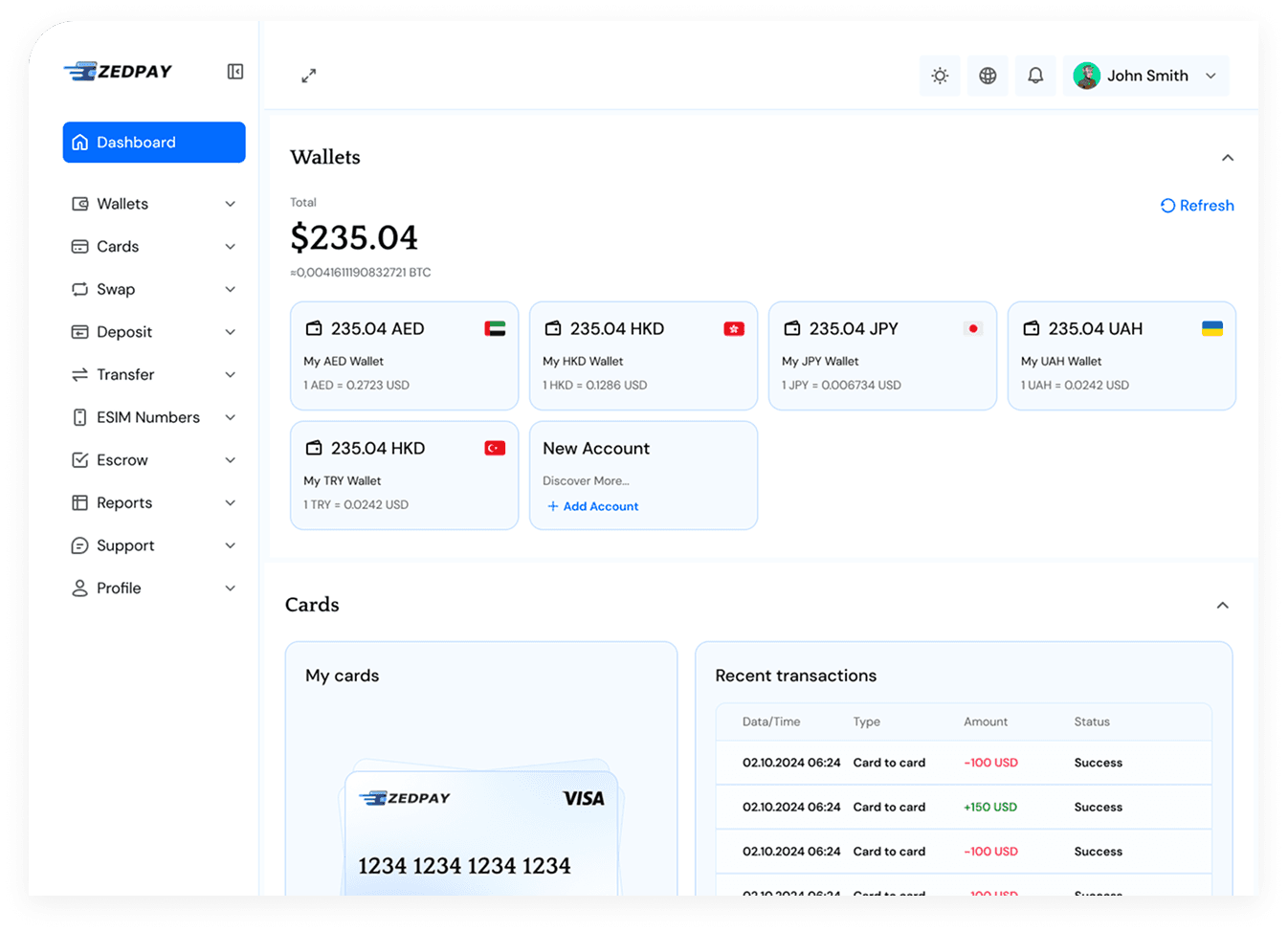Desktop Dashboard UI demo: fintech