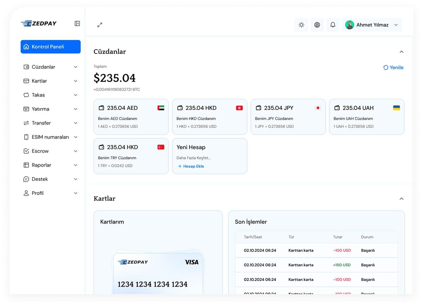 Desktop Dashboard UI demo: fintech